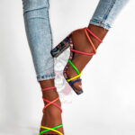 Sandały na słupku Rock Snap III kolorowe neonowe