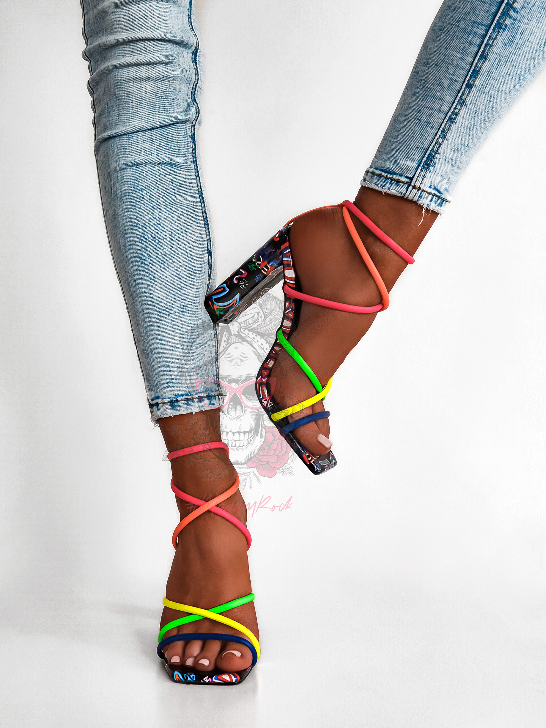 Sandały na słupku Rock Snap III kolorowe neonowe