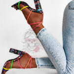 Sandały na słupku Rock Snap III kolorowe neonowe