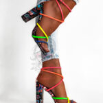 Sandały na słupku Rock Snap III kolorowe neonowe