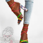 Sandały na słupku Rock Snap III białe neonowe