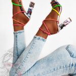 Sandały na słupku Rock Snap III białe neonowe