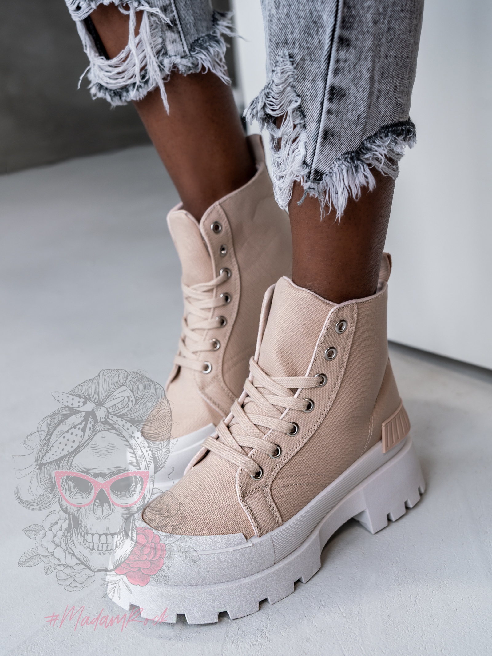 -WYPRZEDANE-Trampki za kostkę Plush Rock II c.beżowe