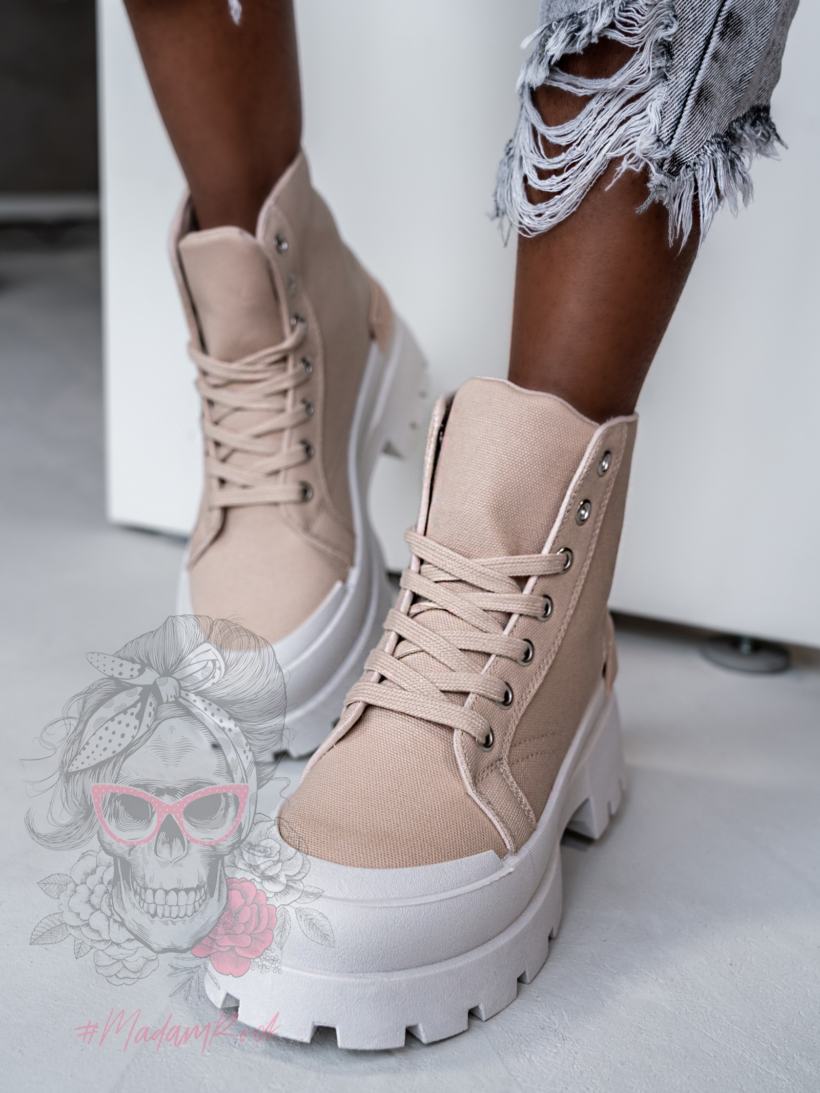 -WYPRZEDANE-Trampki za kostkę Plush Rock II c.beżowe