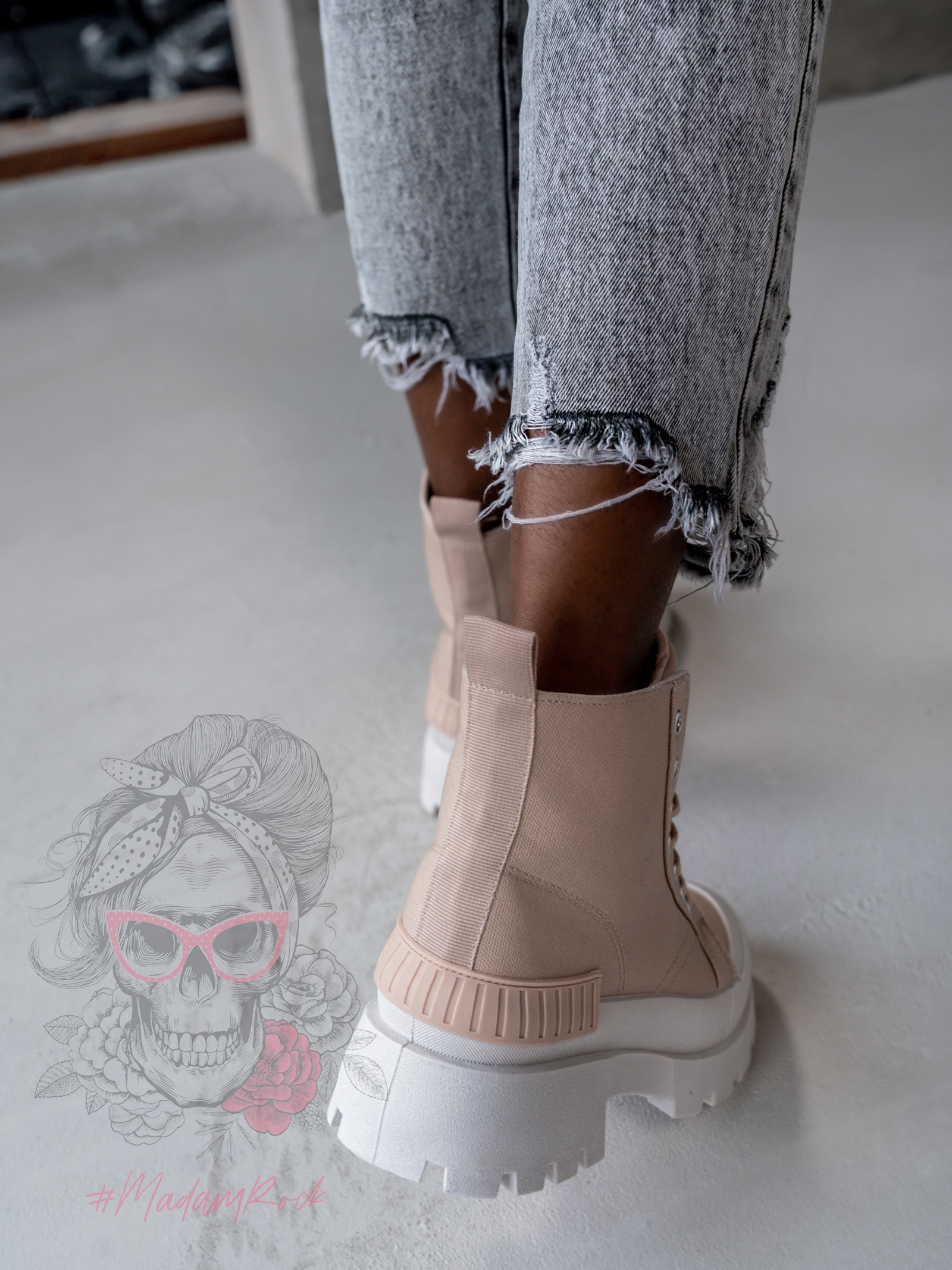 -WYPRZEDANE-Trampki za kostkę Plush Rock II c.beżowe