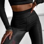 -wyprzedane-Legginsy gładkie Lycra czarne