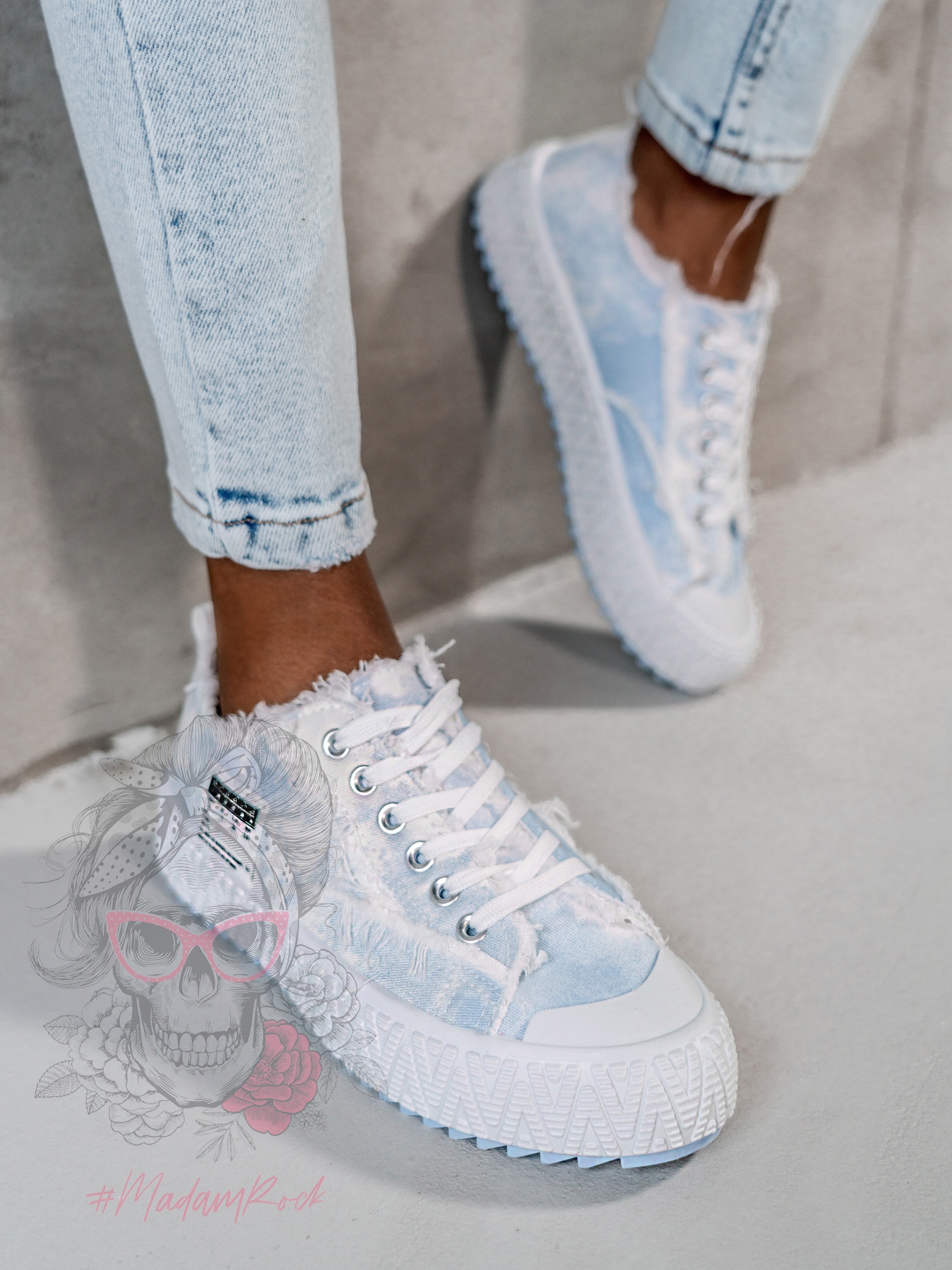 Trampki przecierane Deenim Rock błękitne