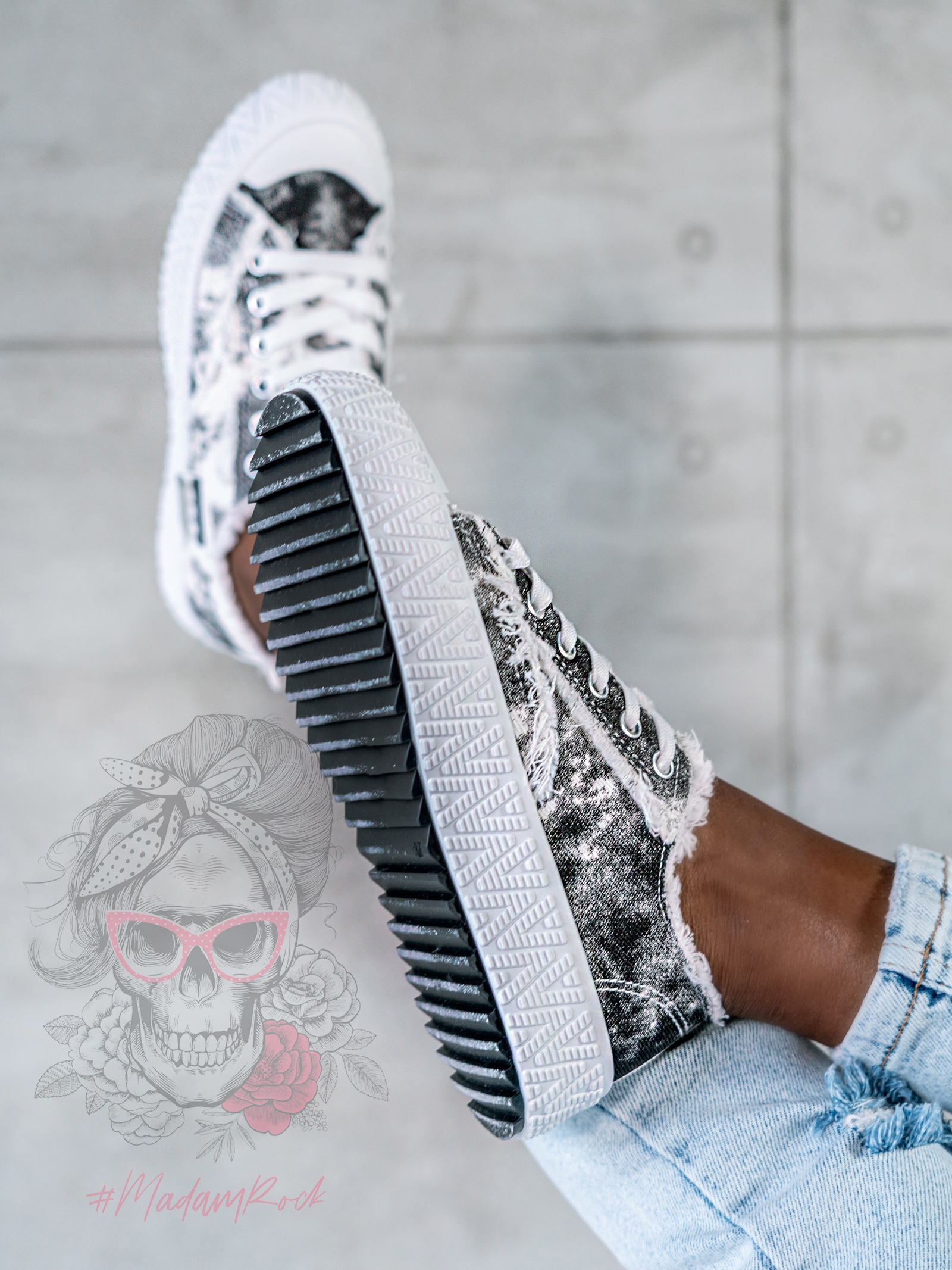 Trampki przecierane Deenim Rock czarne