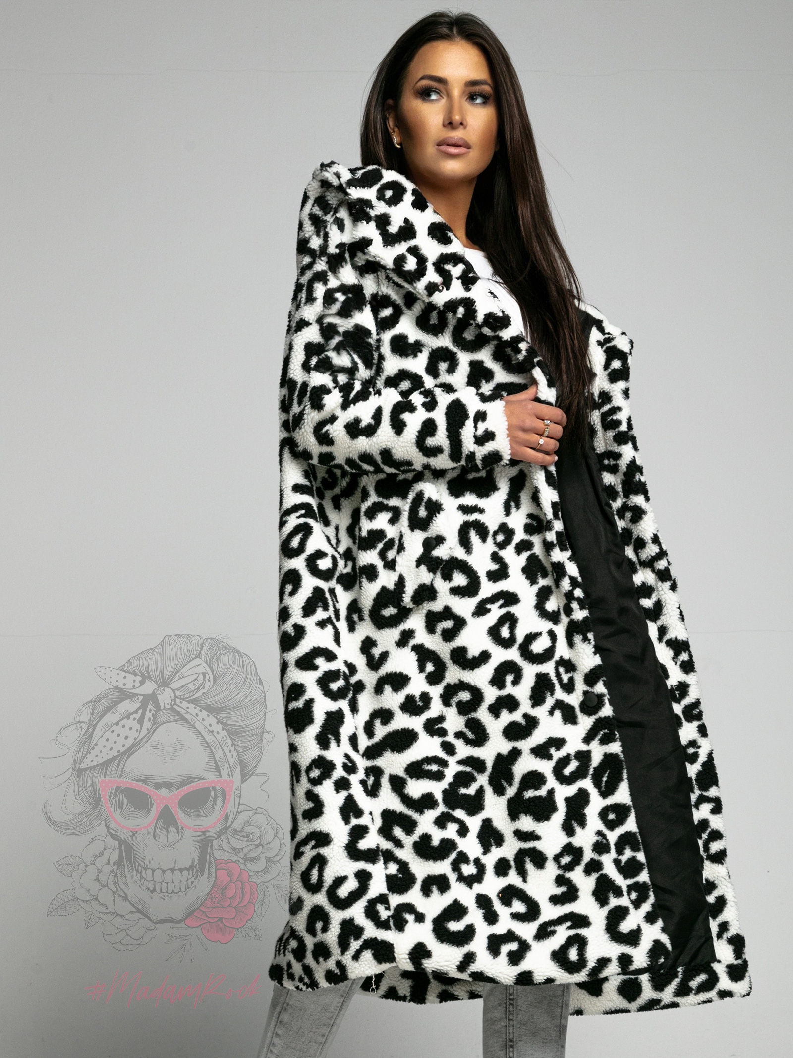 Płaszcz z misia MC Teds biały w cętki