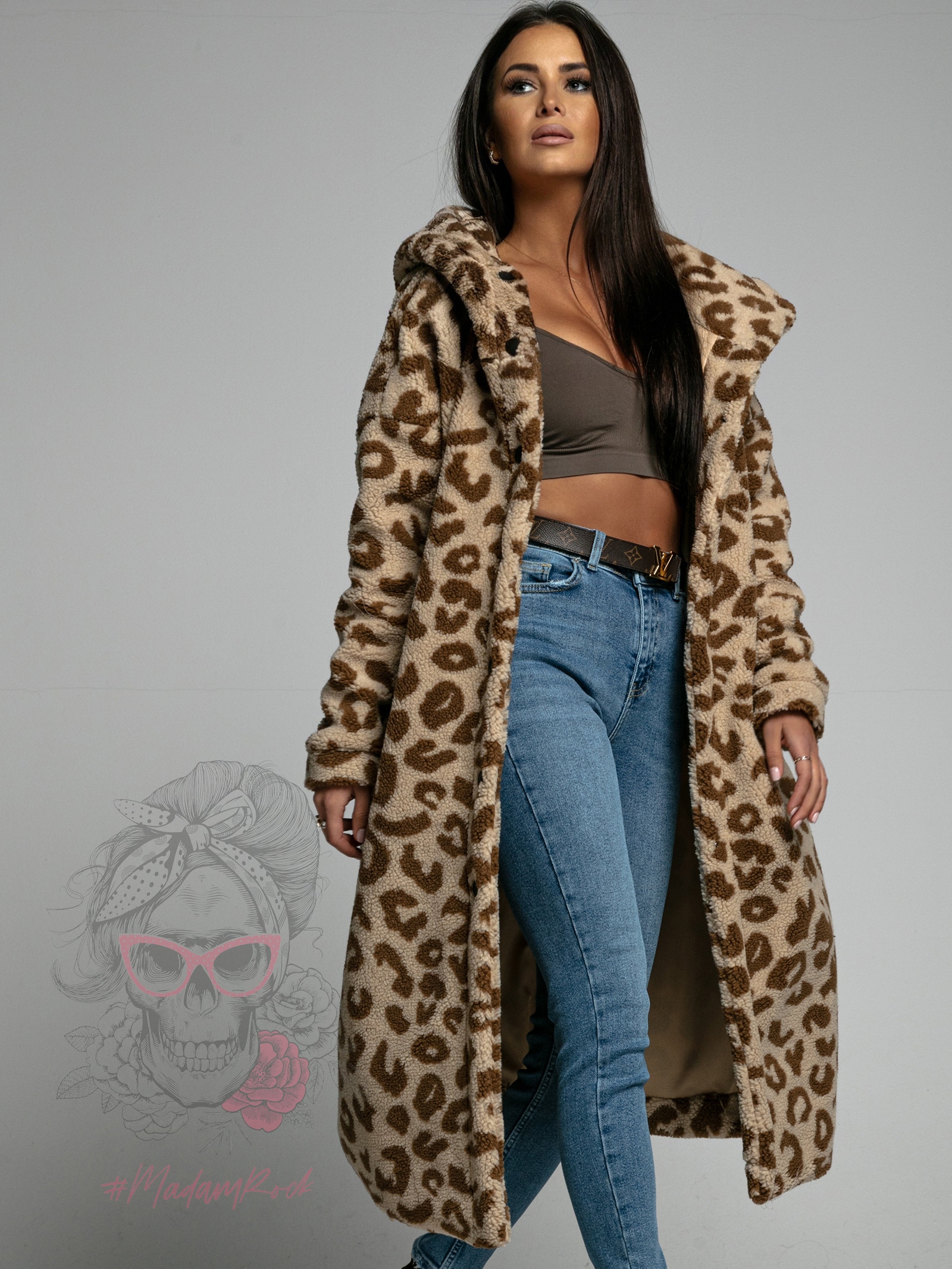 Płaszcz z misia MC Teds beżowy w cętki