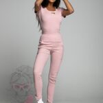 Komplet prążkowany LA Claro pudrowy