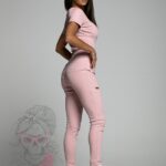 Komplet prążkowany LA Claro pudrowy