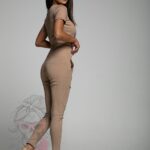 Komplet prążkowany LA Claro beżowy