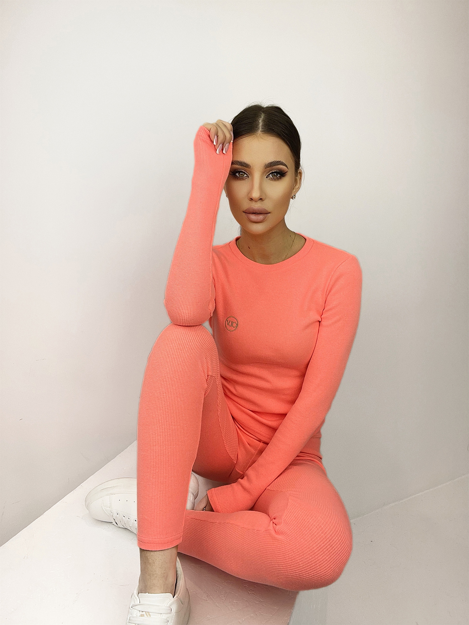 Komplet dopasowany Set Line neonowy pomarańczowy