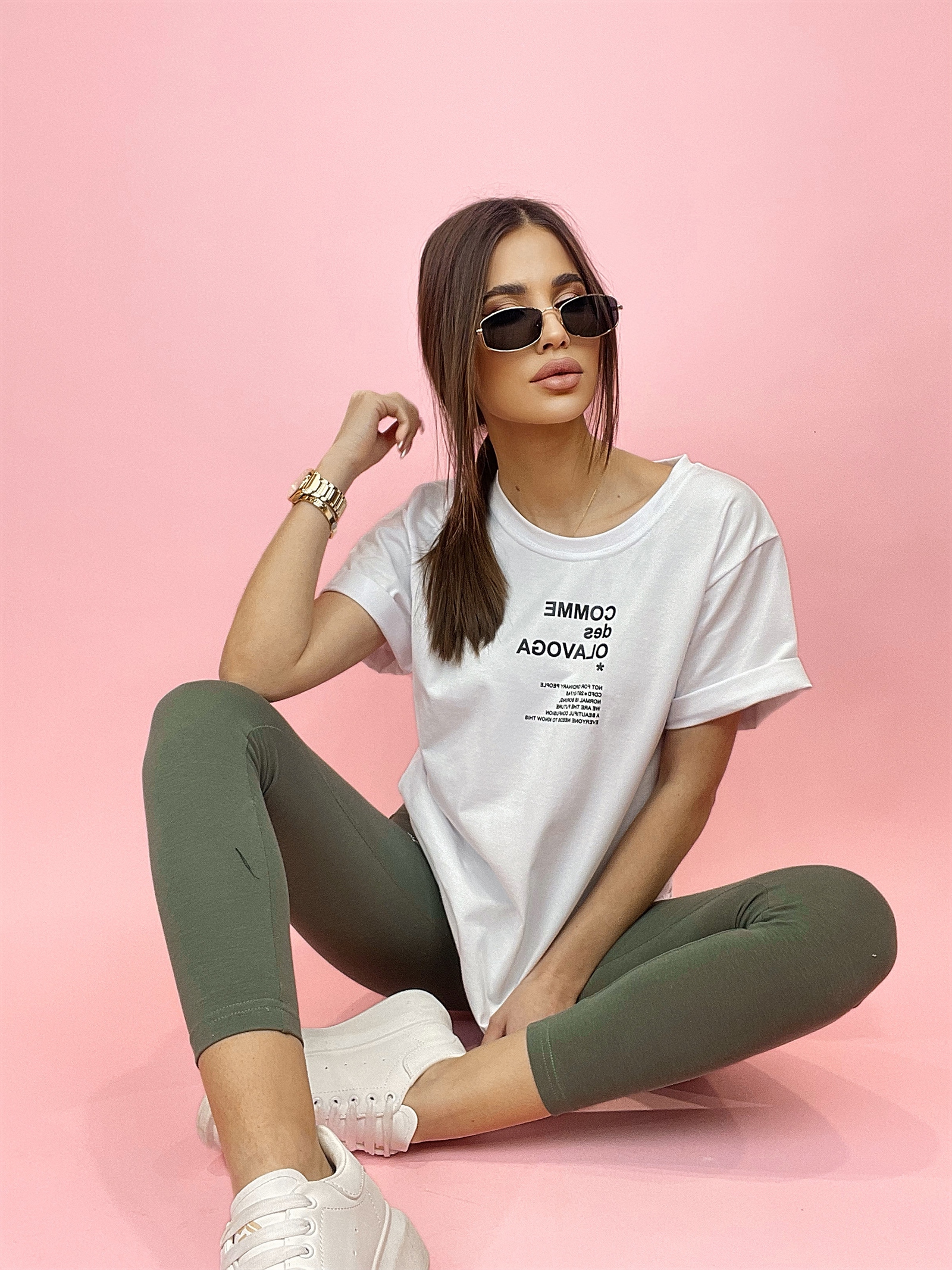 - WYPRZEDANE - T-shirt bawełniany Kiara ecru