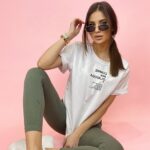 - WYPRZEDANE - T-shirt bawełniany Kiara ecru