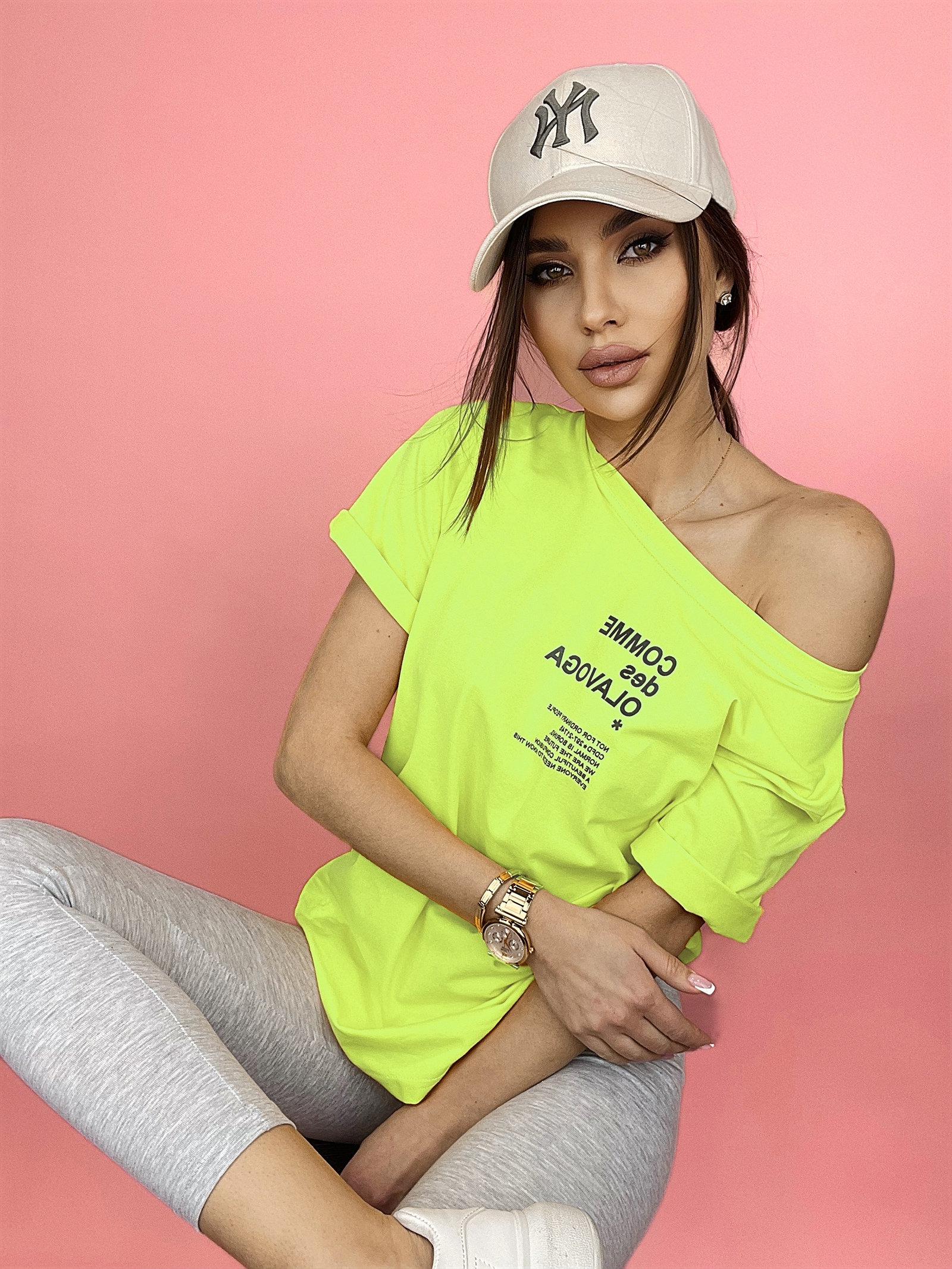 - WYPRZEDANE - T-shirt bawełniany Kiara limonkowy