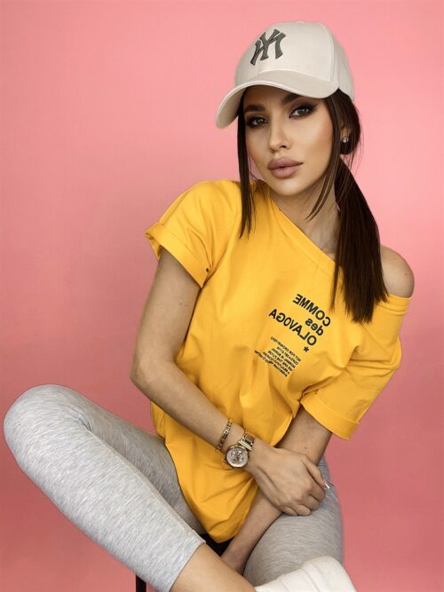 - WYPRZEDANE - T-shirt bawełniany Kiara żółty