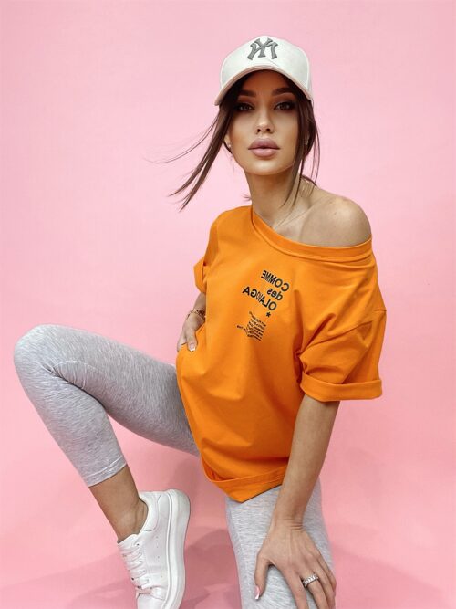 - WYPRZEDANE - T-shirt bawełniany Kiara pomarańczowy