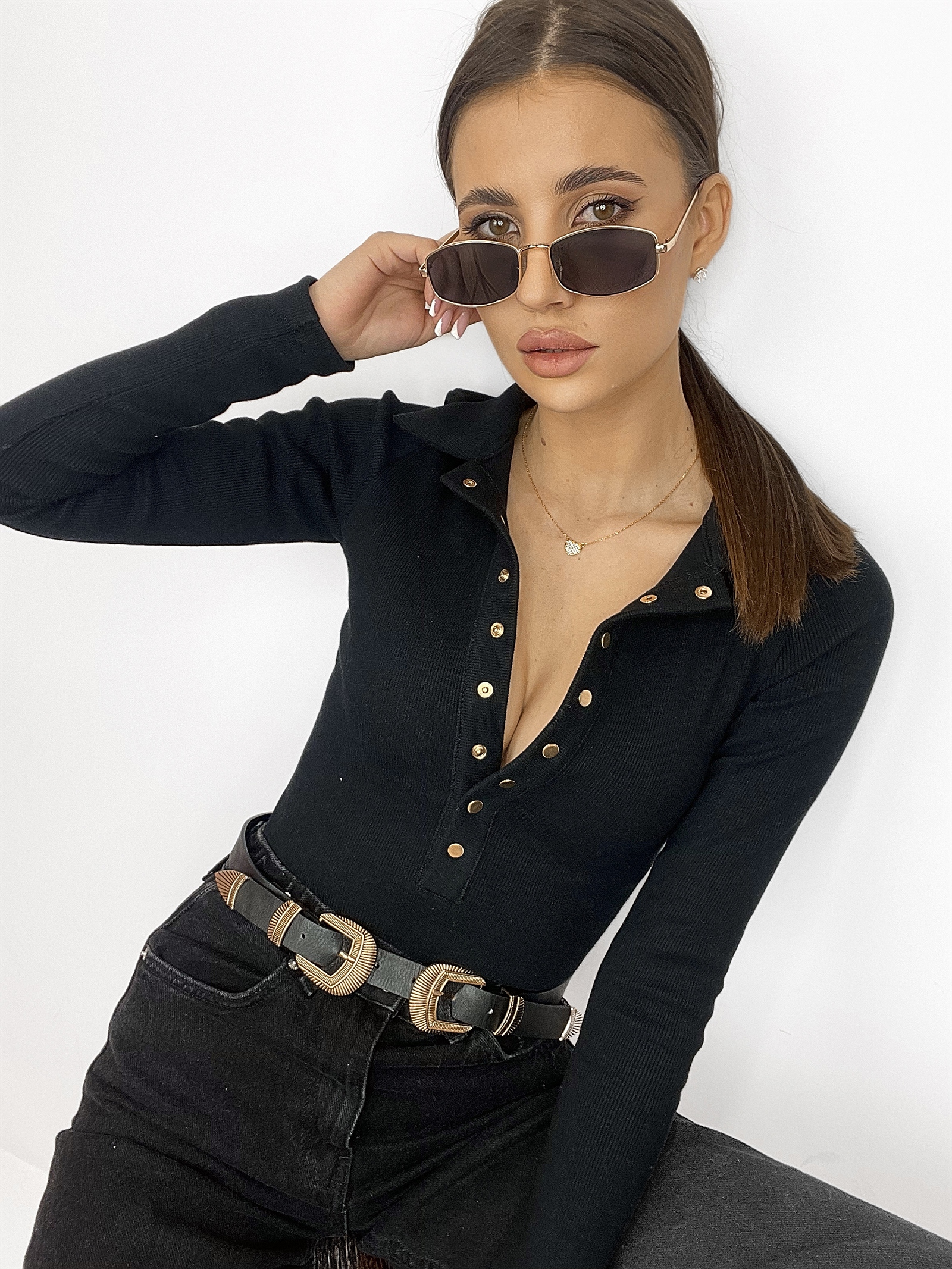 Body z kołnierzykiem Luna czarne