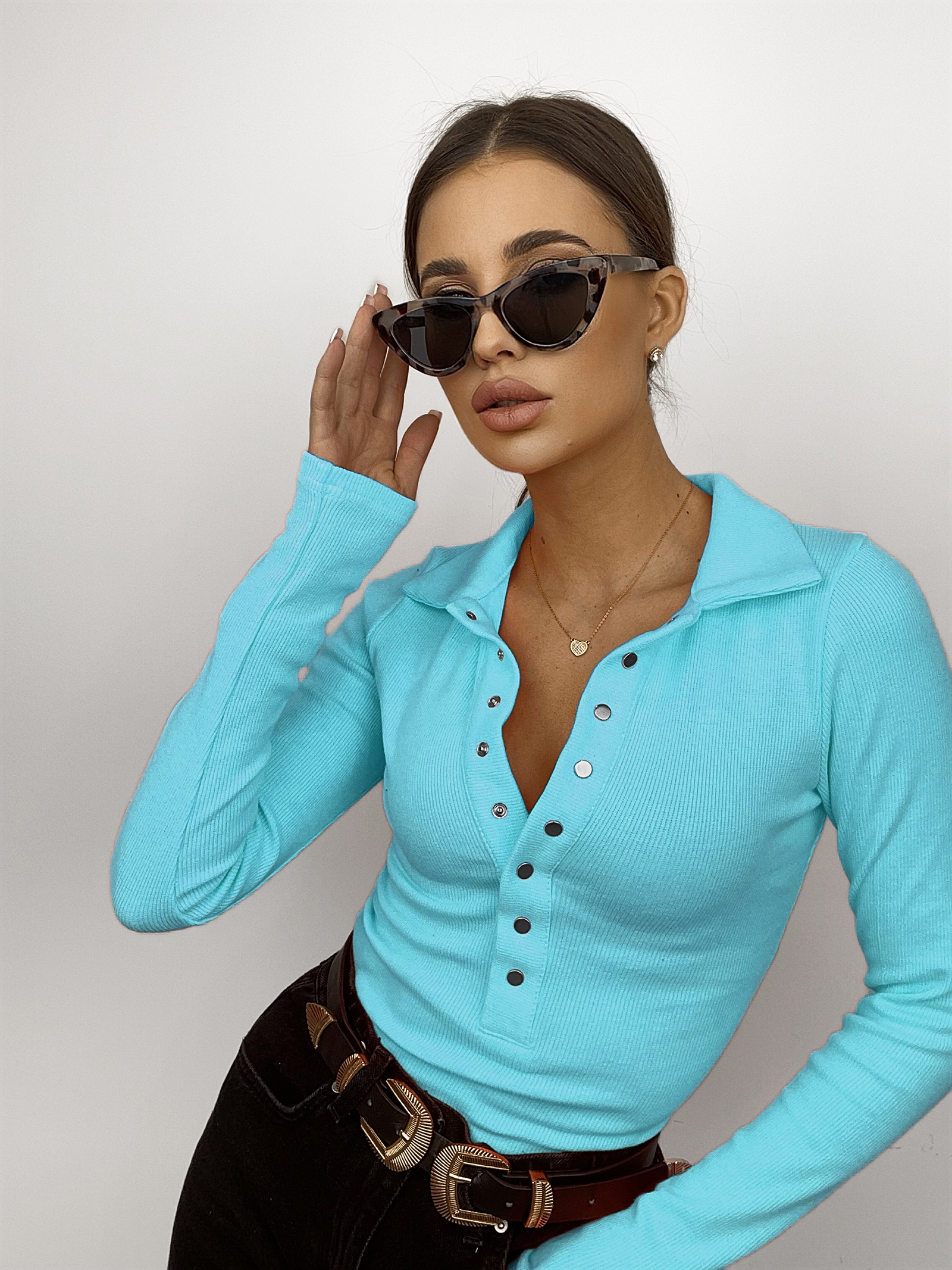 Body z kołnierzykiem Luna c.błękitne Body z kołnierzykiem Luna c.błękitne