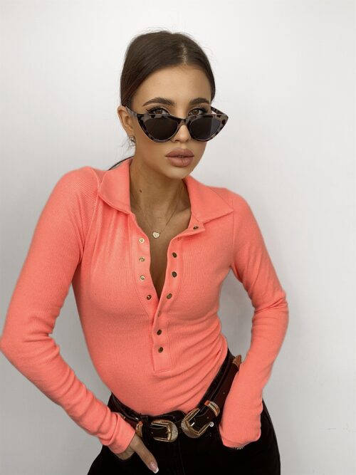 Body z kołnierzykiem Luna neonowe pomarańczowe