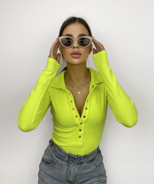 Body z kołnierzykiem Luna limonkowe