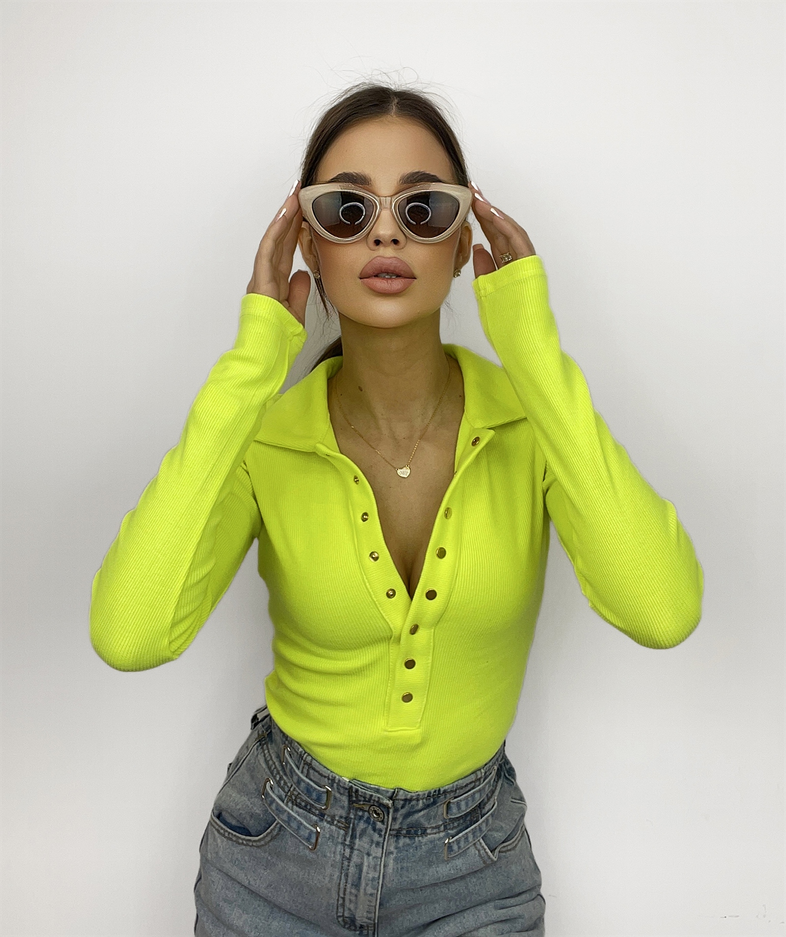 Body z kołnierzykiem Luna limonkowe