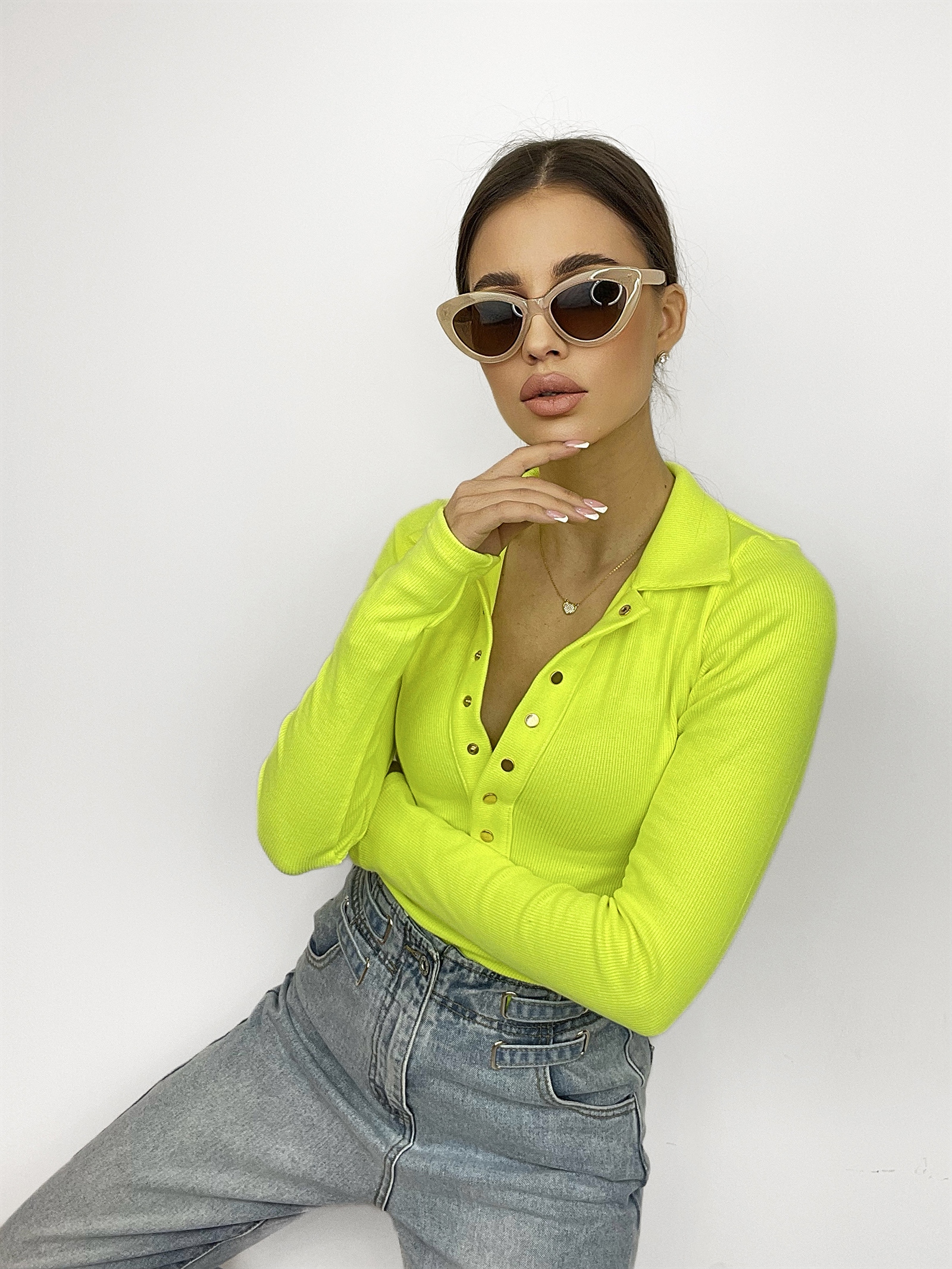 Body z kołnierzykiem Luna limonkowe