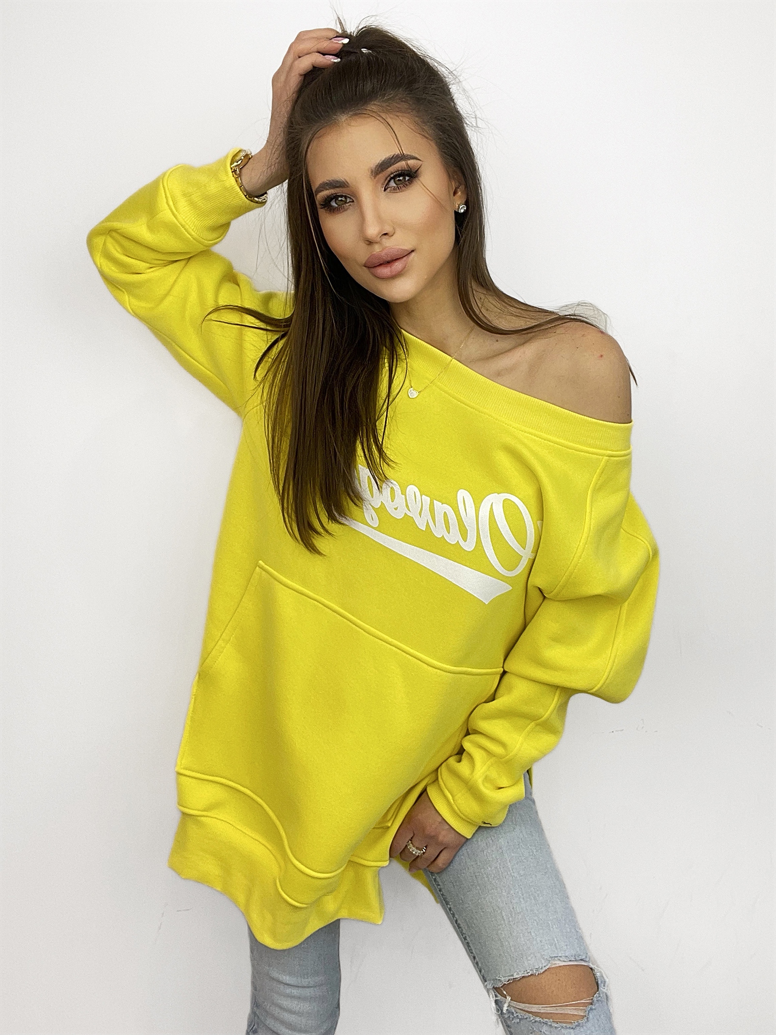 Bluza długa oversize Lumi żółta