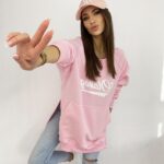 Bluza długa oversize Lumi pudrowa