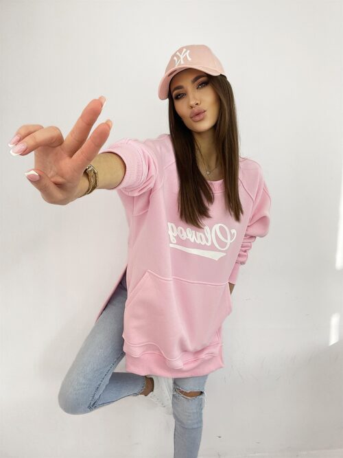 Bluza długa oversize Lumi pudrowa