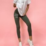 Legginsy bawełniane Des khaki