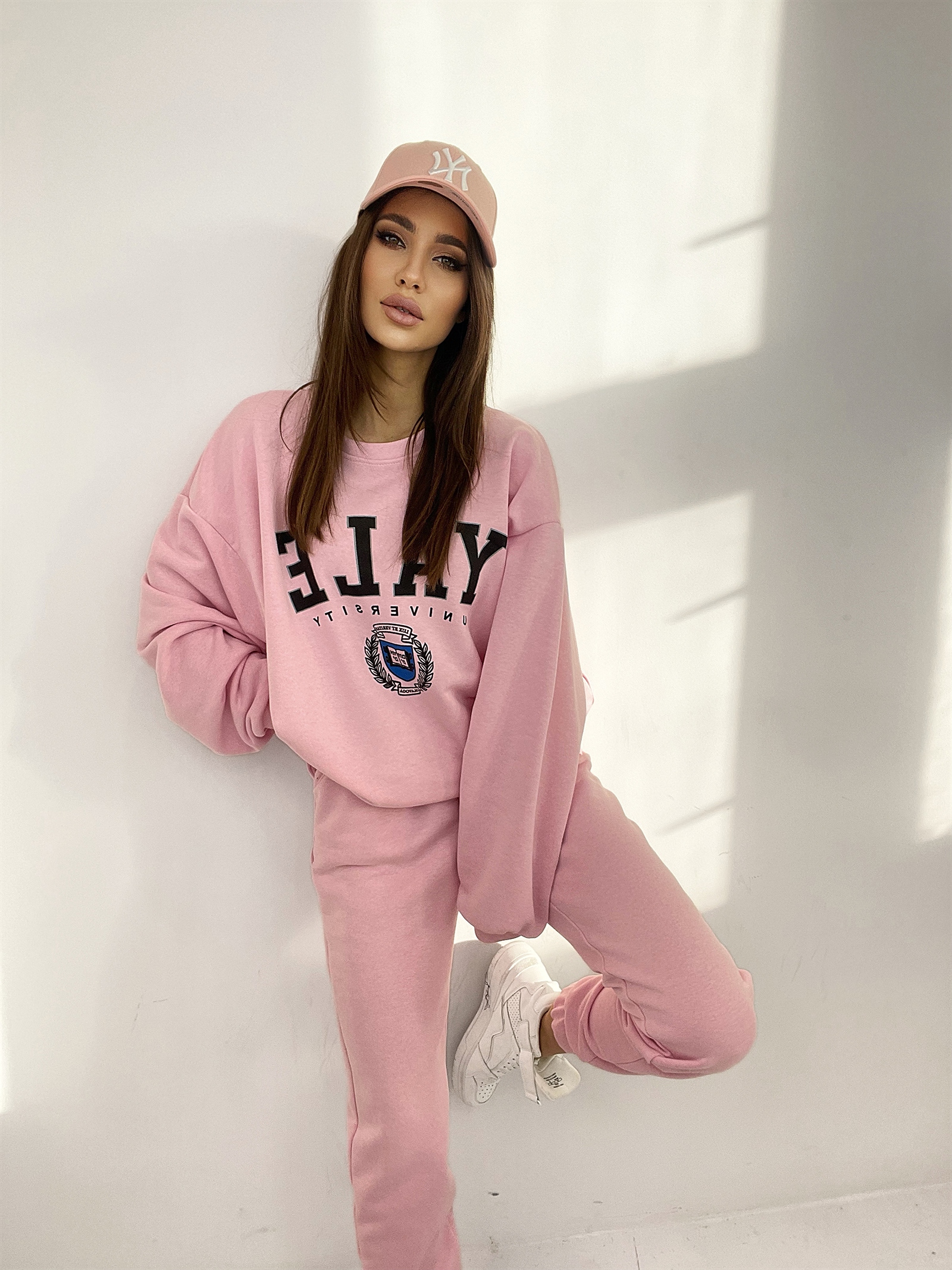 - WYPRZEDANE - Komplet bawełniany Yale pudrowy - WYPRZEDANE - Komplet bawełniany Yale pudrowy