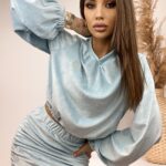 Komplet welurowy Bella błękitny