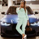 Komplet welurowy Logo Stripe Woman miętowy