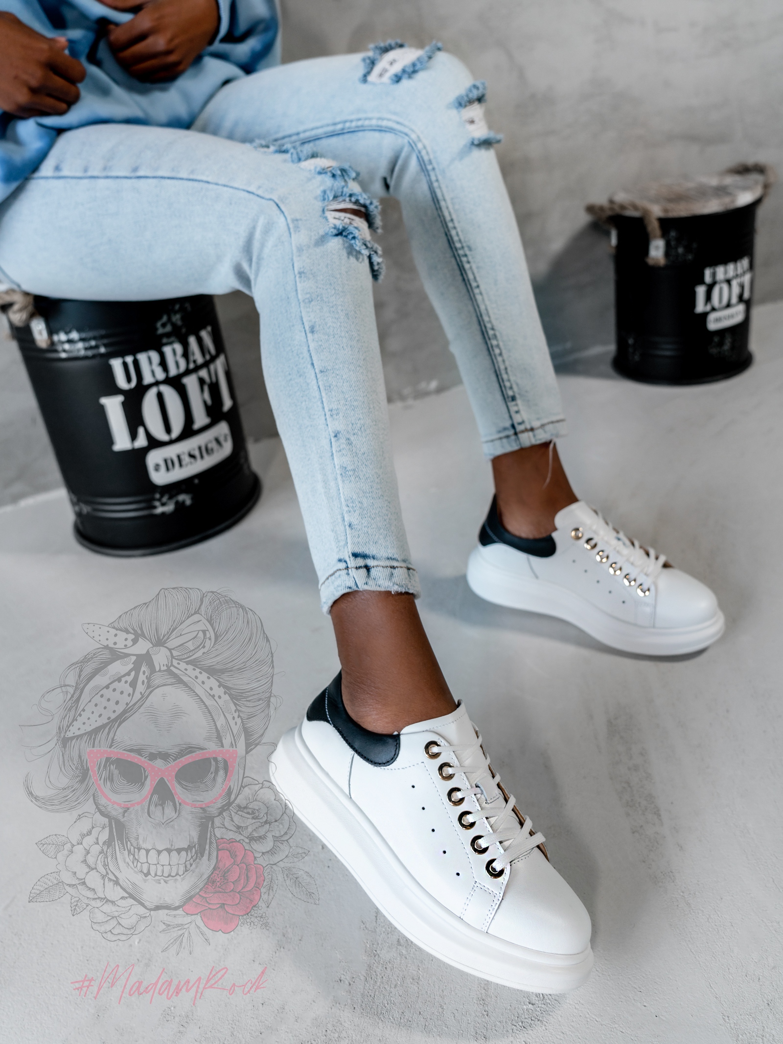 - WYPRZEDANE - Buty sportowe Casuall Rock biało-czarne - WYPRZEDANE - Buty sportowe Casuall Rock biało-czarne