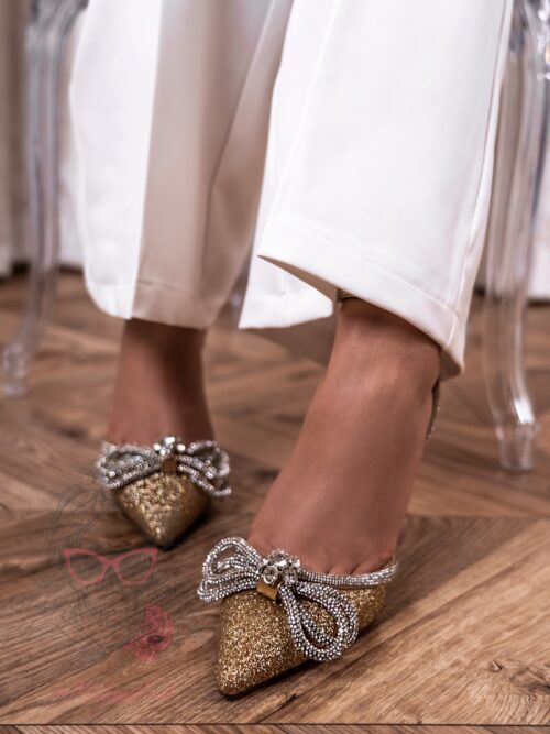 Czółenka brokatowe Pretty Woman V złote