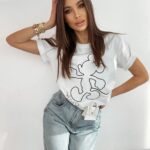 T-shirt klasyczny bawełniany Mouse biały