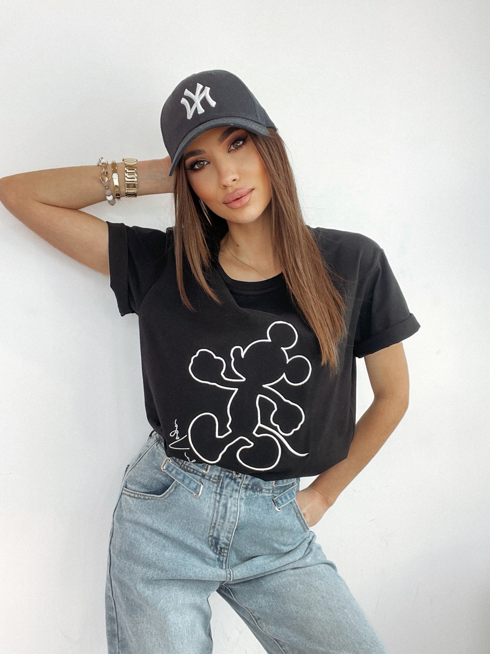 T-shirt klasyczny bawełniany Mouse czarny