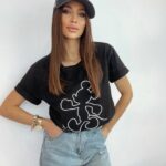 T-shirt klasyczny bawełniany Mouse czarny