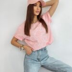 -wyprzedane-T-shirt klasyczny bawełniany Mouse pudrowy