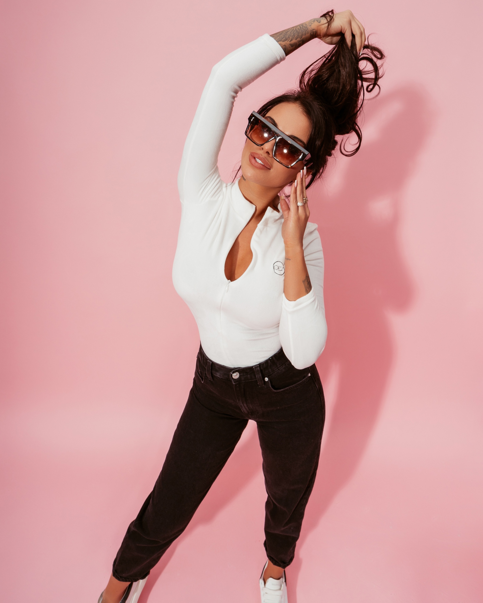 Body welurowe z zipem Alania ecru Body welurowe z zipem Alania ecru