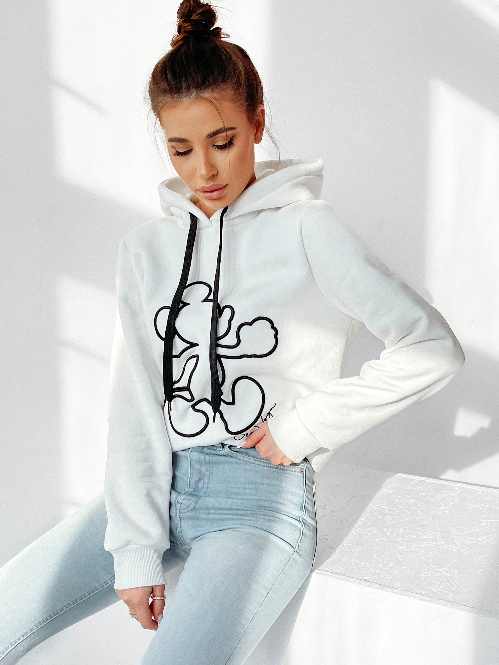 -wyprzedane-Bluza z kapturem Disney Mouse ecru