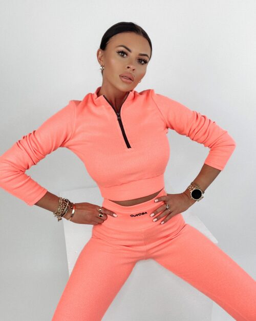 Komplet bawełniany z zipem Ceci pomarańczowy