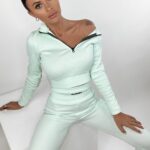 Komplet bawełniany z zipem Ceci miętowy