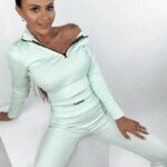 Komplet bawełniany z zipem Ceci miętowy