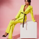 Komplet elegancki Porto neonowy limonkowy