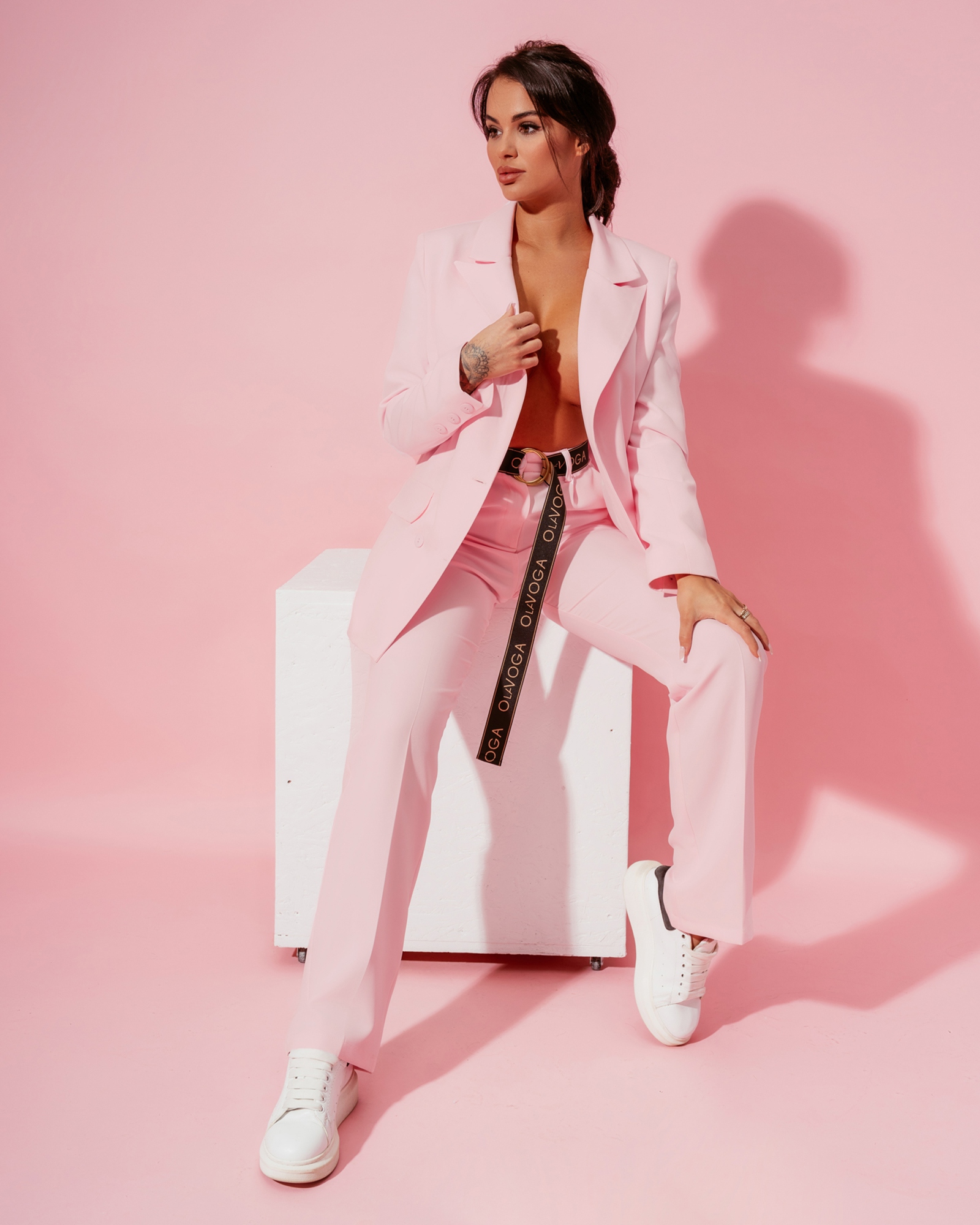 Komplet elegancki Porto pudrowy