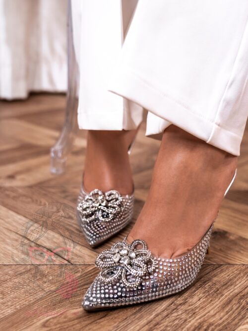 Klapki transparentne Madam Elcoro srebrne